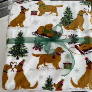 Golden Retriever Holiday Blanket. Brand New. 60x70. Super soft!!